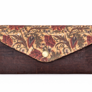 Gro&szlig;e Kork-Brieftasche mit gemusterter Klappe, handgefertigt in &Ouml;sterreich