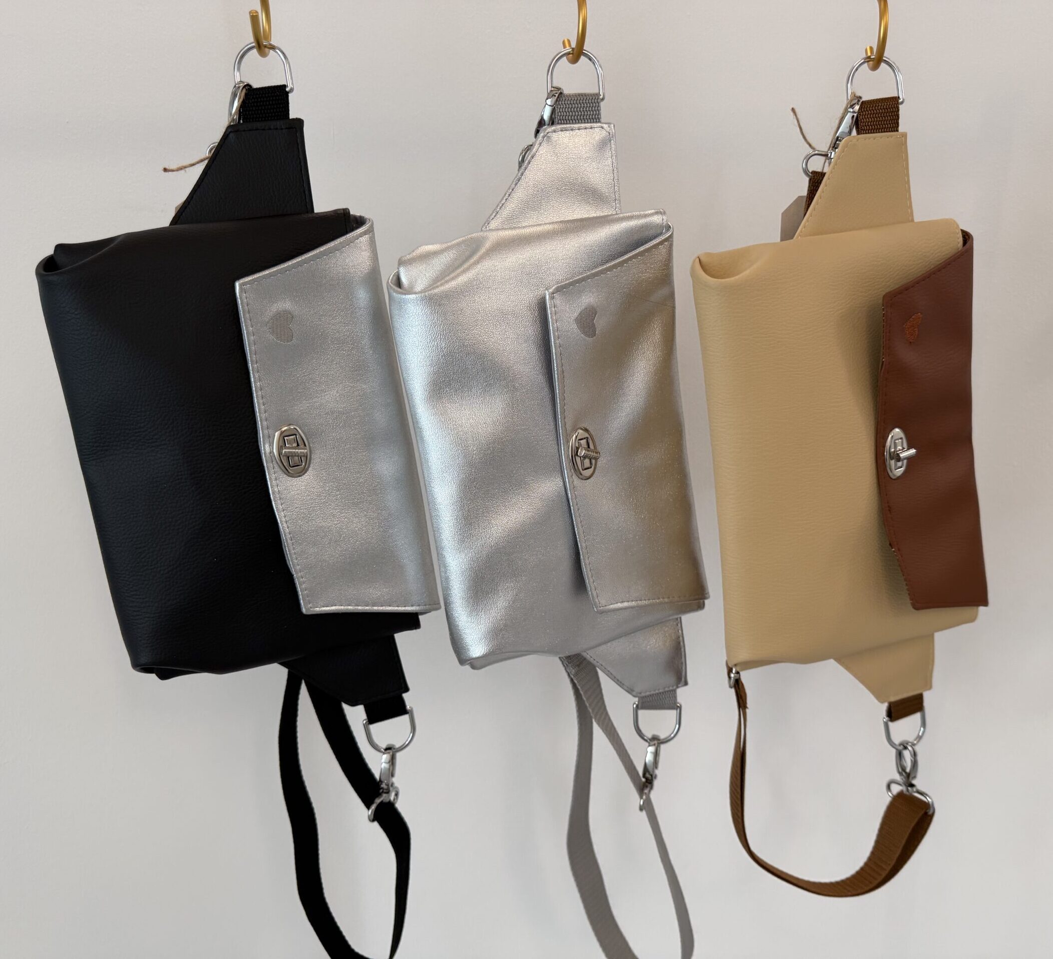 Bauchtaschen orangenleder schwarz silber hellbraun